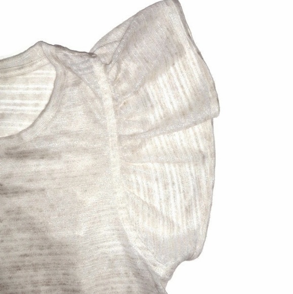 Banana Republic Cotton Linen Mix Gold Metallic Flutter Sleeve Blouse Top Small - Picture 5 of 8